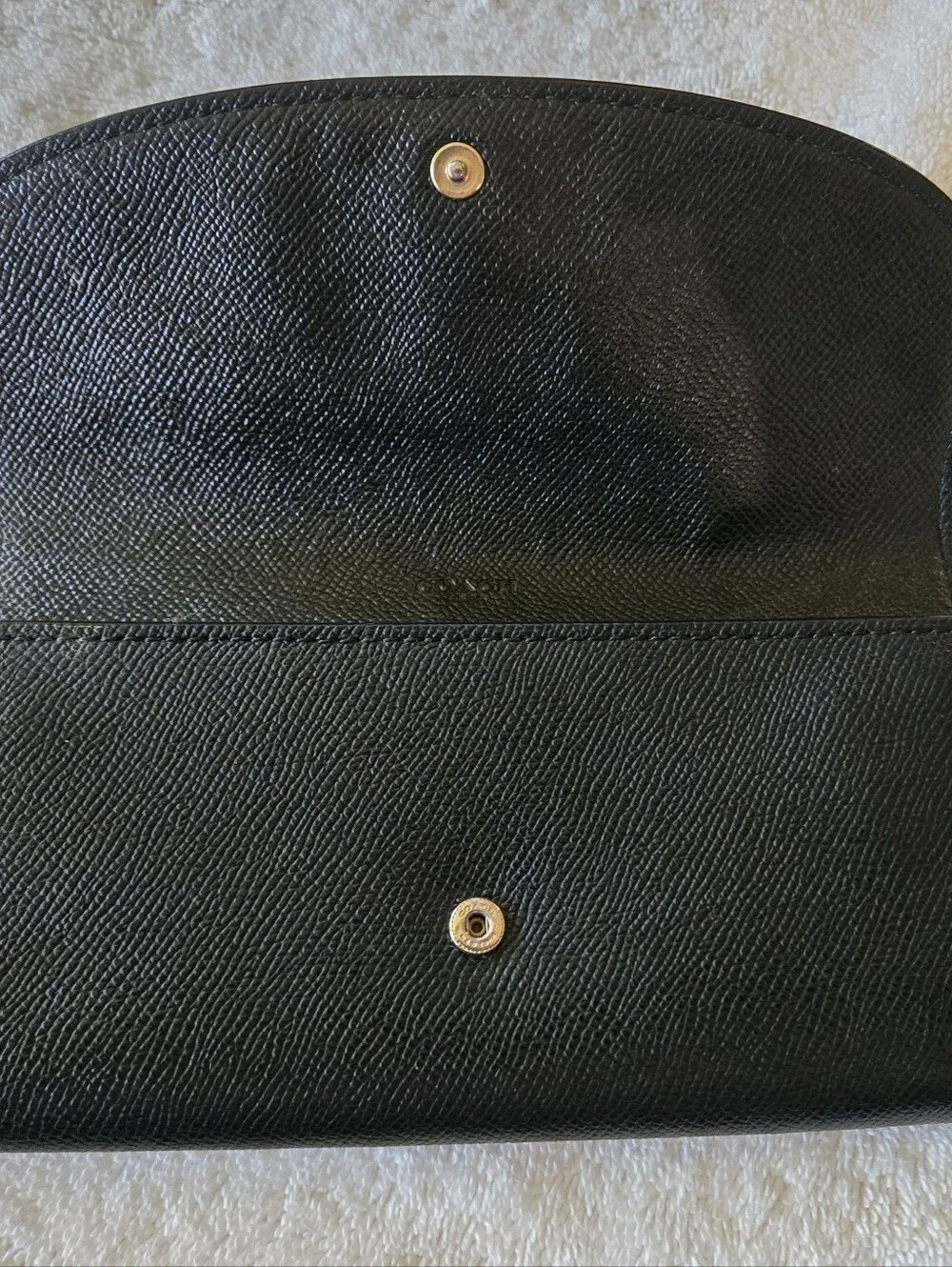 Coach Wallet Women OS Black Crossgrain Leather Slim Envelope Signature Logo